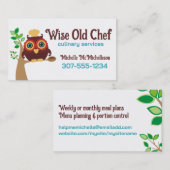 Uil chef houten lepel koken bakken visitekaartje (Voorkant / Achterkant)