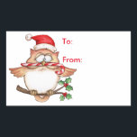 Uil Christmas - Cadeau Label<br><div class="desc">Kerst uil cadeau label stickers.</div>