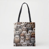 Uil Collage Canvas tas in Browns, Blacks, en Cream (Voorkant)