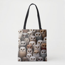 Uil Collage Canvas tas in Browns, Blacks, en Cream