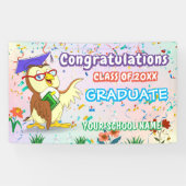 Uil Confetti Fun Kleurrijke Happy Graduation Party Spandoek (Horizontaal)