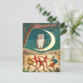 Uil Crescent Moon Witch Demon Creature Briefkaart (Staand voorkant)