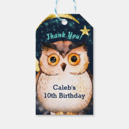 Uil Cute Slaapfeest Slaapfeest Verjaardagsfeestje Cadeaulabel