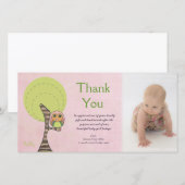 Uil Dank u Nieuwe Baby Aankomst Gift Photocard Bedankkaart (Voorkant / Achterkant)