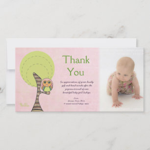Uil Dank u Nieuwe Baby Aankomst Gift Photocard Bedankkaart
