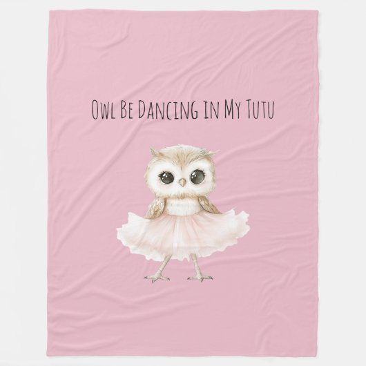 Uil Dansend Roze Tutu Ballerina Fleece Deken (Voorkant)