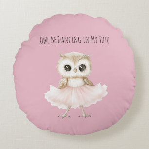 Uil Dansend Roze Tutu Ballerina Rond Kussen