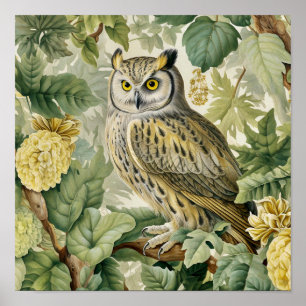 Uil decoratief schilderij poster