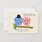 Uil Design Champagne gekleurde bruiloft RSVP (Voorkant)