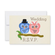 Uil Design Champagne gekleurde bruiloft RSVP