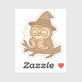 Uil die een spreukboek leest sticker