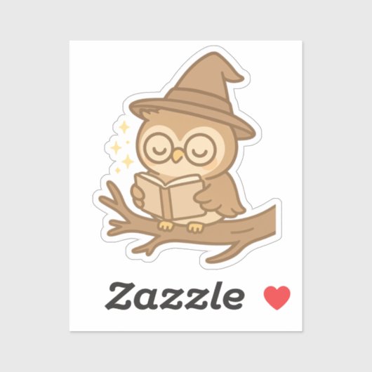 Uil die een spreukboek leest sticker (Vel)