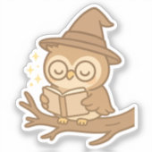 Uil die een spreukboek leest sticker (Voorkant)