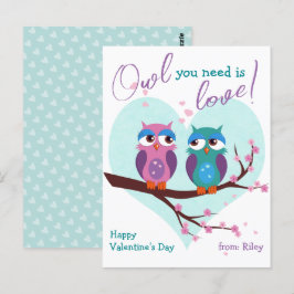 Uil die je nodig hebt is liefde Schattige Klasloka Briefkaart