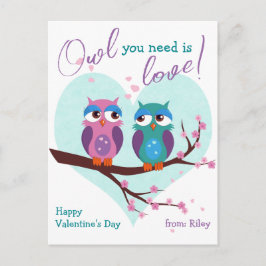Uil die je nodig hebt is liefde Schattige Klasloka Briefkaart