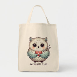 Uil die je nodig hebt is Love Grocery Bag Tote Bag