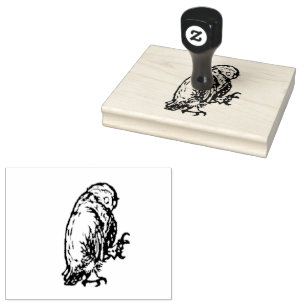 Uil die naar zijn Klauw kijkt Rubberstempel