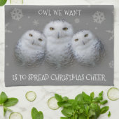 Uil die we willen verspreiden Kerst Cheer Snowy Ui Theedoek (Gevouwen)