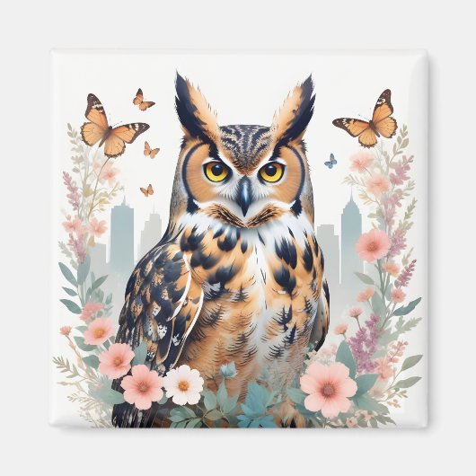 Uil  Dier Natuur Milieu Decor Stad Magneet (Voorkant)