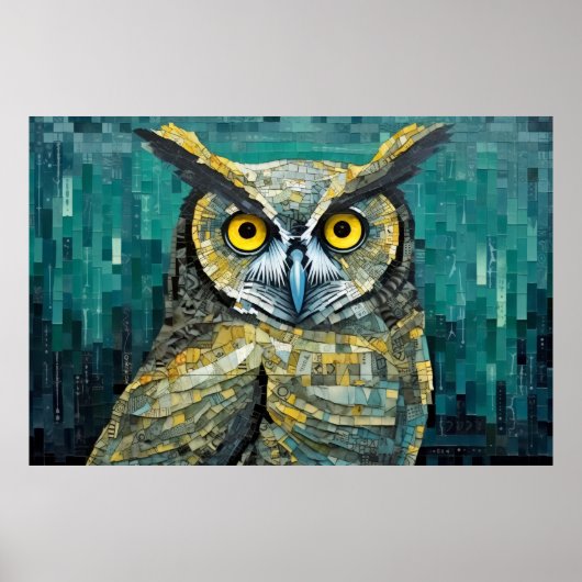 Uil Dier Vogel Art Decor Verf Mozaïek Poster (Voorkant)