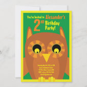 Uil Dieren Kinderverjaardagsfeestje Uitnodigingen (Voorkant)