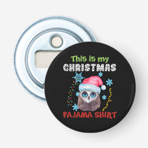 Uil Dit Is Mijn Kerst Pyjama Shirt Button Flesopener