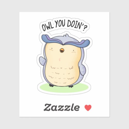 Uil doe je grappige vogelwoordspeling sticker (Vel)