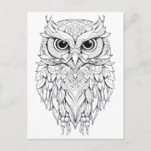 Uil doedel tekening.  briefkaart (Voorkant)