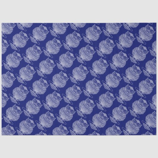 Uil (donkerblauw) - Tissuepapier (Voorkant)