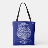 Uil (donkerblauw) - Tote Bag (Achterkant)