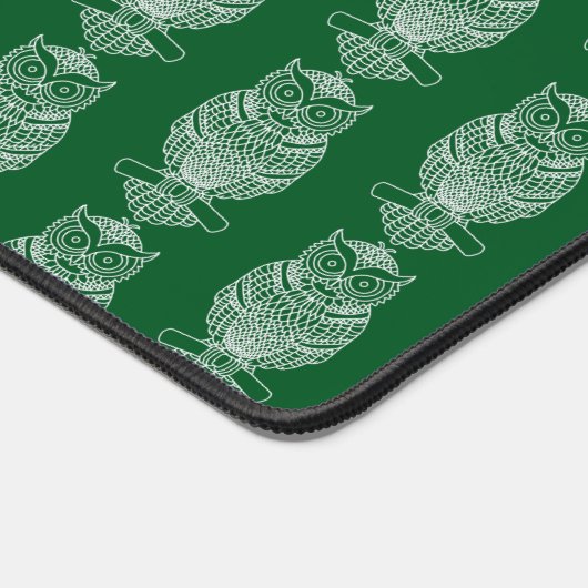 Uil (donkergroen) - Desk Mat (Hoek)