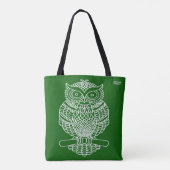Uil (donkergroen) - Tote Bag (Achterkant)