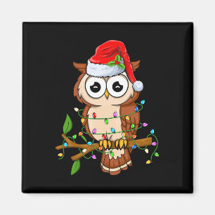 Uil Dragen Santa Hoed Xmas - Vogels Uil Lover Chri Magneet
