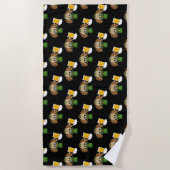 Uil Drink Beer St Patrick's Day Pattern Strandlaken (Voorkant)