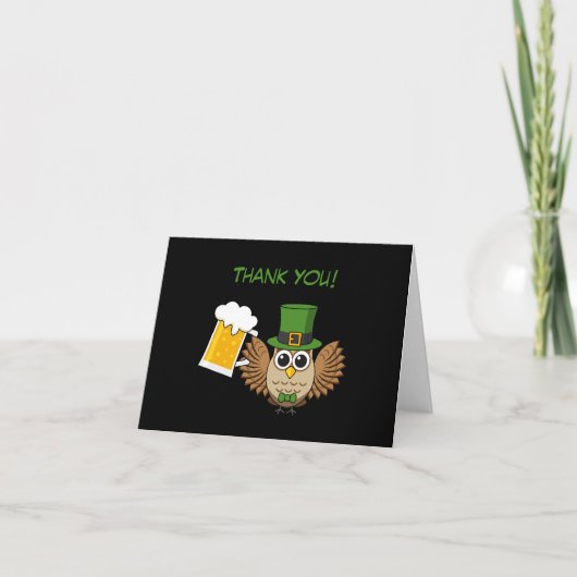 Uil Drink Beer St Patrick's Day | personaliseren Bedankkaart (Voorkant)