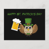 Uil Drink Beer St Patrick's Day | personaliseren Feestdagenkaart (Voorkant)