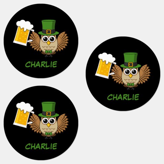 Uil Drink Beer St Patrick's Day | personaliseren Labels (Groep)