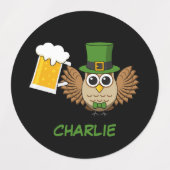 Uil Drink Beer St Patrick's Day | personaliseren Labels (Design 1)