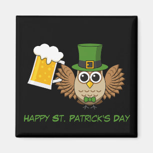 Uil Drink Beer St Patrick's Day personaliseren Magneet