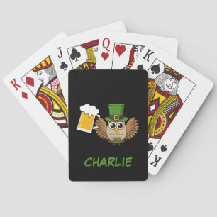 Uil Drink Beer St Patrick's Day   personaliseren Pokerkaarten