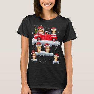 Uil Driving Kerstboom Rode Vrachtwagen Uil Kerstmi T-shirt