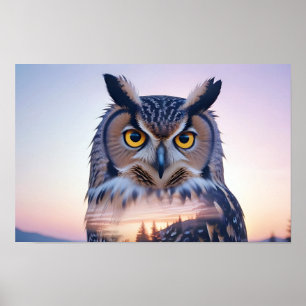 Uil Dubbele blootstelling Dierlijke Natuur Wildern Poster