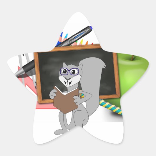 Uil Eekhoorn Slimme School Leraar Bestemming Klas Ster Sticker (Voorkant)