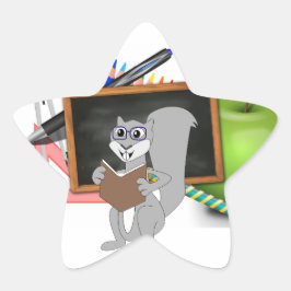 Uil Eekhoorn Slimme School Leraar Bestemming Klas Ster Sticker