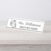 Uil Een briefje van aangepaste naam Leraar Waarder Bureau Naambordje (Voorkant)