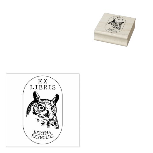  Uil, Eenvoudig Ex Libris Boek Rubberstempel (Gestempeld)