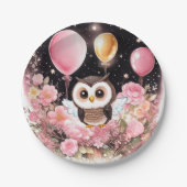 Uil Eerste Verjaardag Papier Borden Papieren Bordje (Voorkant)