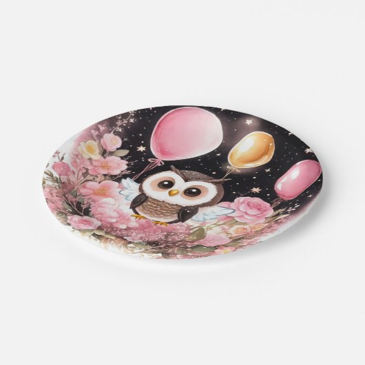 Uil Eerste Verjaardag Papier Borden Papieren Bordje (Gekanteld)