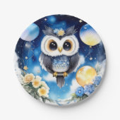 Uil Eerste Verjaardag Papier Borden Papieren Bordje (Voorkant)