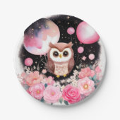 Uil Eerste Verjaardag Papier Borden Papieren Bordje (Voorkant)